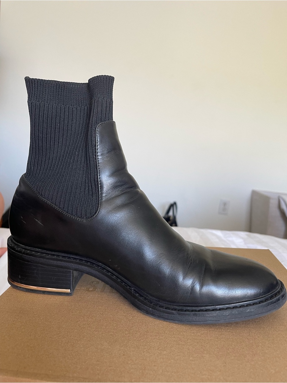 Zara Black Leather Sock Chelsea Boot